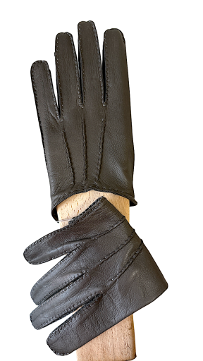 Bhastrika Women's Leather Gloves 7.5 Grey-Brown 2-in-1