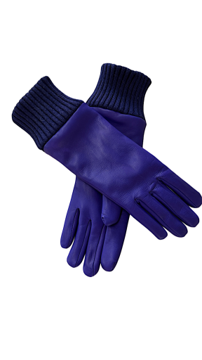 Women's Leather Gloves, Cobalt, Cuff, Size 7