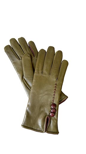 TITTIBHA Women's Leather Gloves 6.5 Olive
