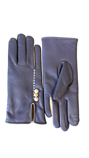 TITTIBHA Women's Leather Gloves, Blue-Grey, 7.5