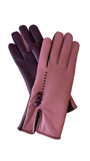 TITTIBHA Women's Leather Gloves – Bordeaux/Old Pink – 7.5