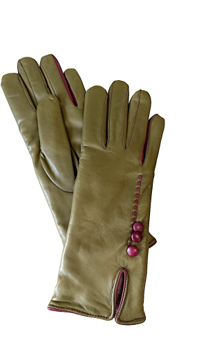 TITTIBHA Women's Leather Gloves Olive Bordo 7