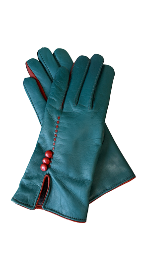 TITTIBHA Women's Leather Gloves Petrol 8