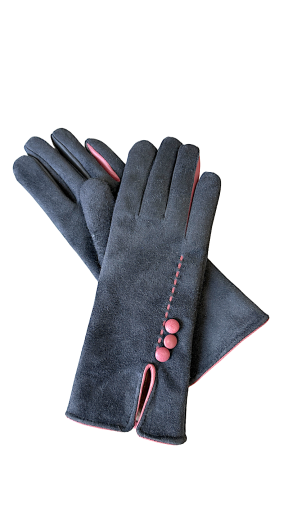  TITTIBHA Women's Leather Gloves – Grey/Old Pink, Size 7