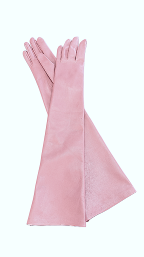  Long women's leather gloves, old pink, size 7