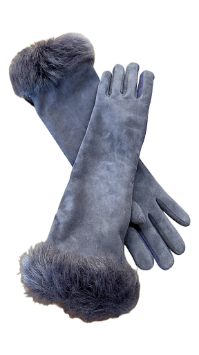  Women's Navy Nubuck Leather Gloves – Toscana 7.5