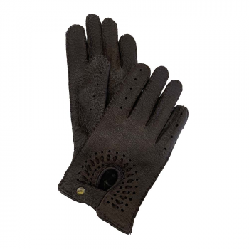 "ŠANKARA" mens leather gloves dark brown - 7,5