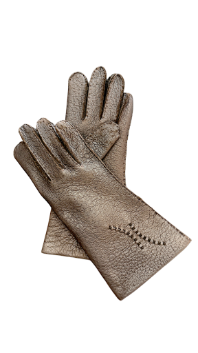 Ladies unlined Peccary classic gloves 7 Brown