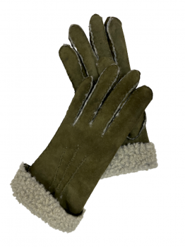 Women's fur gloves PRAKRITI Olive