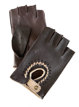 Men's ŠANKARA leather fingerless gloves