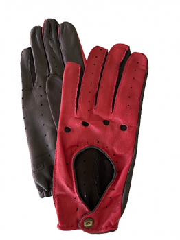 Women's Red-Brown Leather Driving Gloves (Size 7)