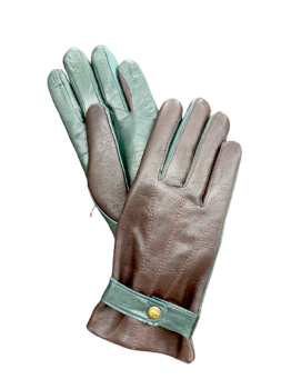 Women's Leather Gloves RASA Petrol Brown 7