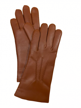  Women's classic cognac leather gloves, size 7