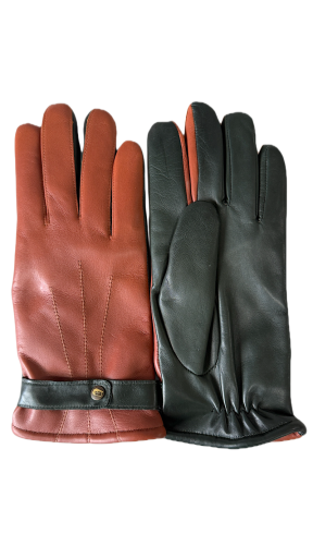  Naravir Men's Leather Gloves Green Cognac 9