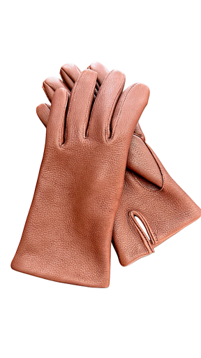  Men's winter leather gloves, size 8, smooth, cognac