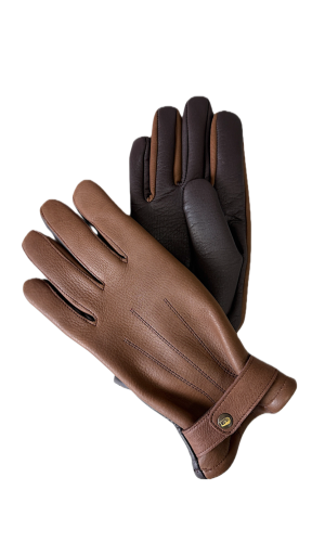 Men's leather gloves Naravir , camel brown, size 8