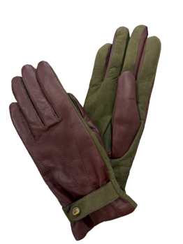  Women's leather gloves RASA, olive brown, size 7