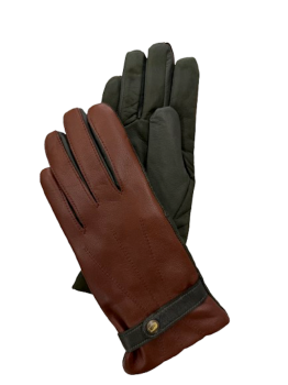 Women's leather gloves RASA dark cognac olive 7.5