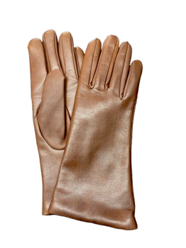 Women's leather gloves, cognac, size 7