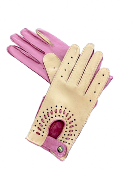  Women's leather gloves 7.5 Pink Cream