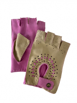  Women's leather gloves VRITTI Pink/Beige