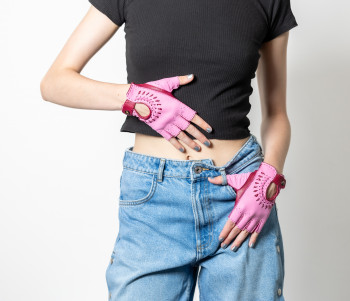 Women's leather gloves VRITTI Pink/Burgundy
