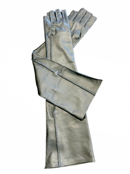 Women's Charcoal Leather Gloves – Extra Long Size 7.5