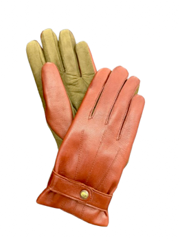  Women's leather gloves RASA Olive Cognac 7.5