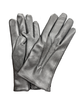  Men's Classic Black Leather Winter Gloves, Size 10