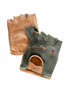 Men's fingerless peccary driving gloves, size 8