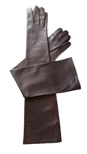 Women's Extra-Long Leather Gloves – Brown (Size 7.5)
