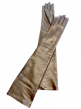 Women's Extra-Long Leather Gloves – Brown (Size 7.5)