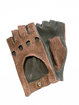 Women's fingerless leather gloves, size 7, Carpincho nubuck