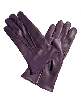  Men's leather winter gloves, Aubergine, sizes 8 and 9
