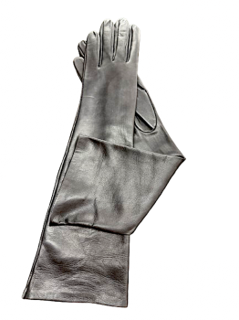 Women's Black Mid-Length Leather Gloves