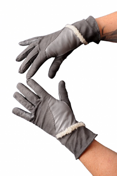  Women's Fur Gloves Gray F 7