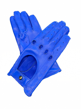 Women's cobalt leather driving gloves