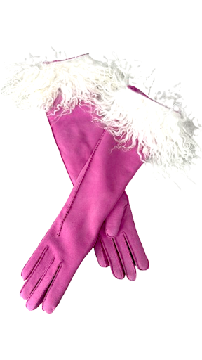  Women's Extra Long Leather Gloves BARBIE  Size 7.5