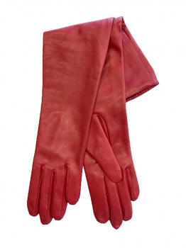  Women's long red leather gloves