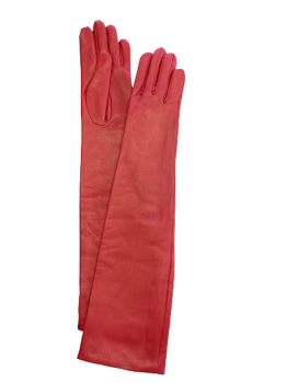  Women's long red leather gloves