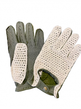 Men's Peccary leather and crochet gloves, size 8