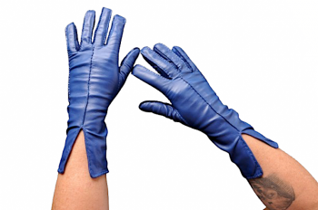 Women's leather gloves, Cobalt blue, Size L 7.5