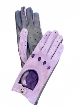 Women's Leather Driving Gloves – Purple Lavender, Size 8