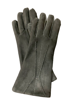  Women's leather gloves, size 7.5, black nubuck