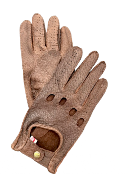 Women's Peccary leather gloves, lined, size 7.5, Marron L