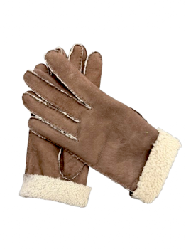 Men's Grey Leather Winter Gloves – Brown Fur Size 8.5