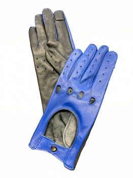  Women's leather driving gloves, size 8, black – cobalt touch