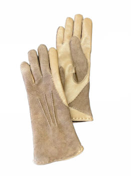 Women's Camel Nappa and Nubuck Leather Gloves