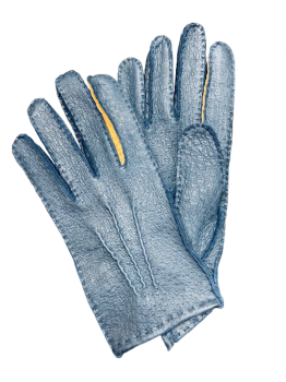  Women's Peccary leather gloves, size 7.5, Marine Blue