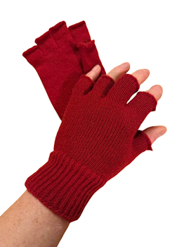  Cashmere/wool fingerless gloves, one size, red